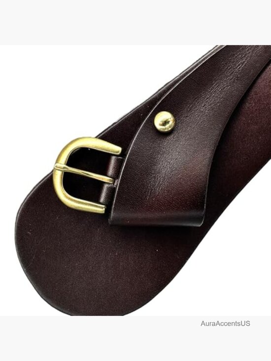 Genuine Cowhide Leather Adjustable Wrap Belt with Gold-Tone Buckle